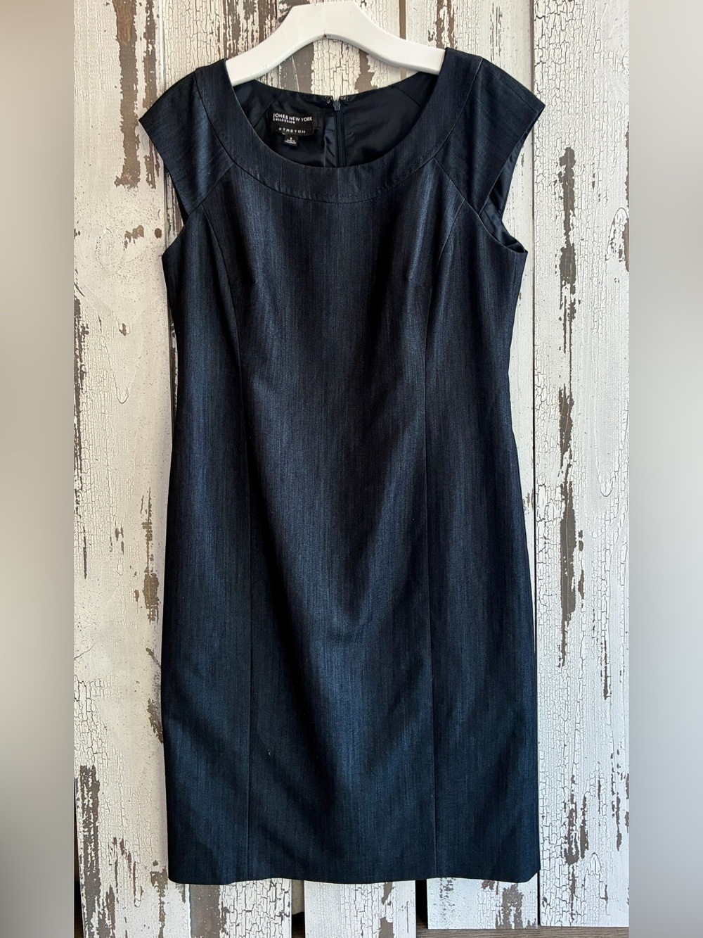 Jones New York Black Cap Sleeve Lined Dress Zipper Back Size 6